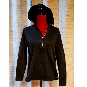 Womens semi fitted 1/4 zip front hoodie